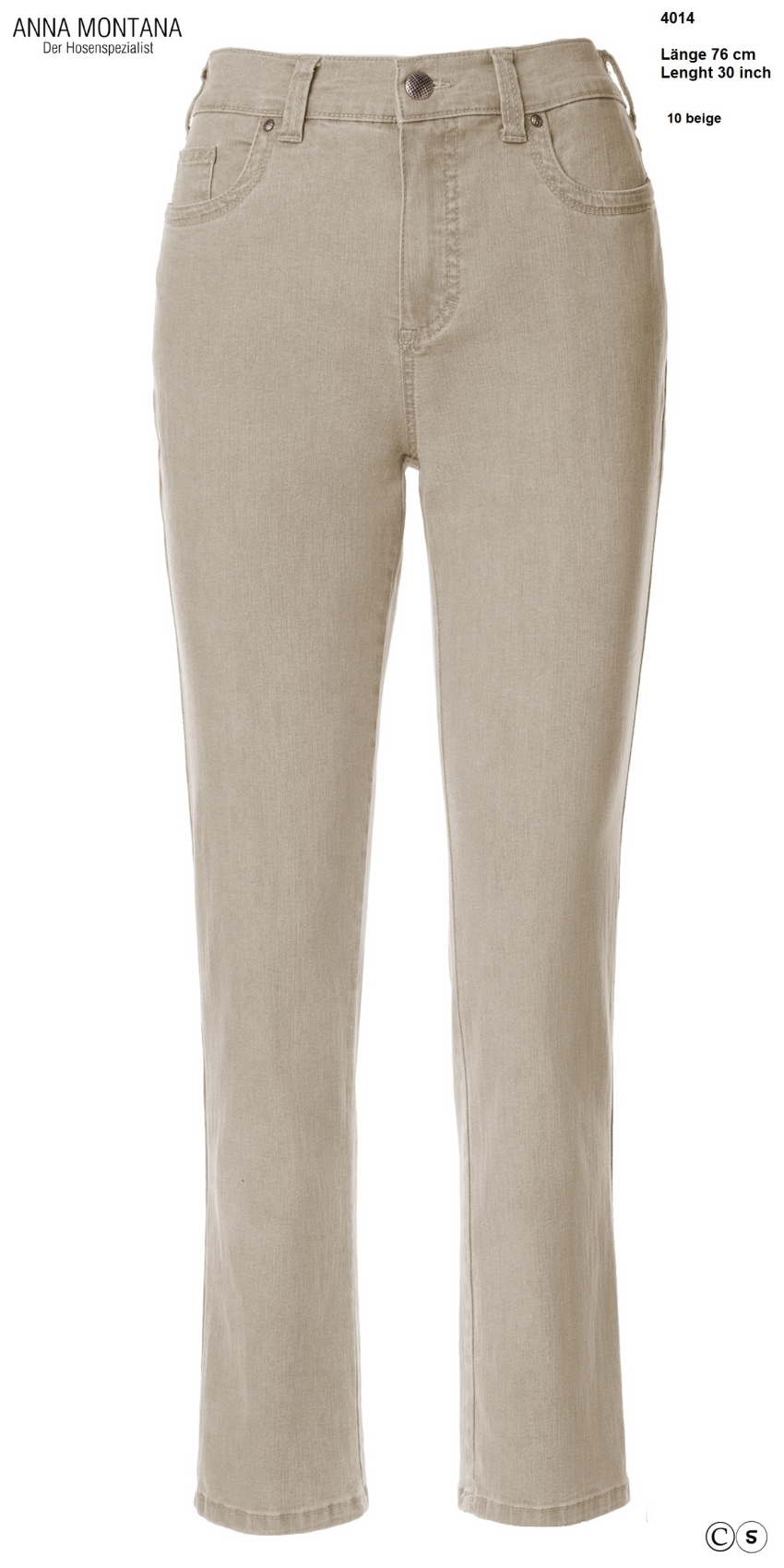 Dora 4014 Normal length trousers / jeans with small lateral elastic band on waistband up to size 50 / ANNA MONTANA